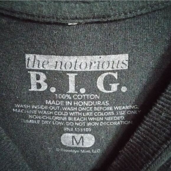 the Notorious B.I.G. Biggie Smalls Crown Tee Shirt Size M Black Short Sleeve - Picture 3 of 4